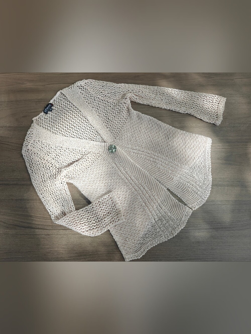 Made in Canada Open-Knit Cream Women's Sweater Cardigan